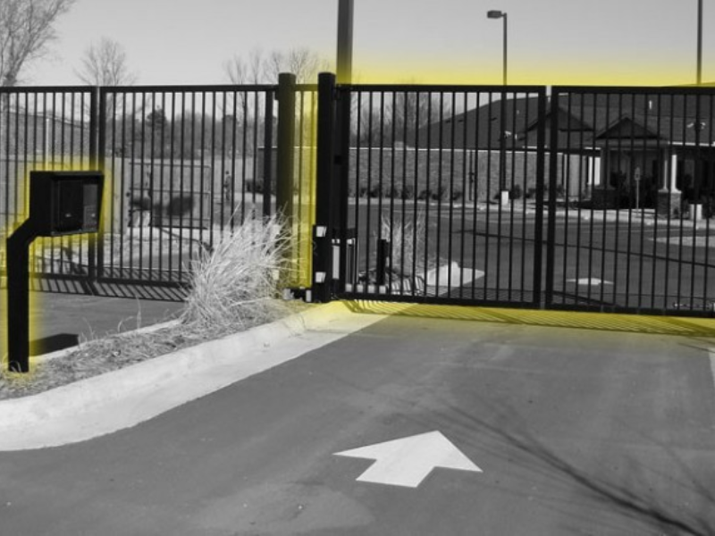Complete sliding gate access control package with motor, sensors, and controller