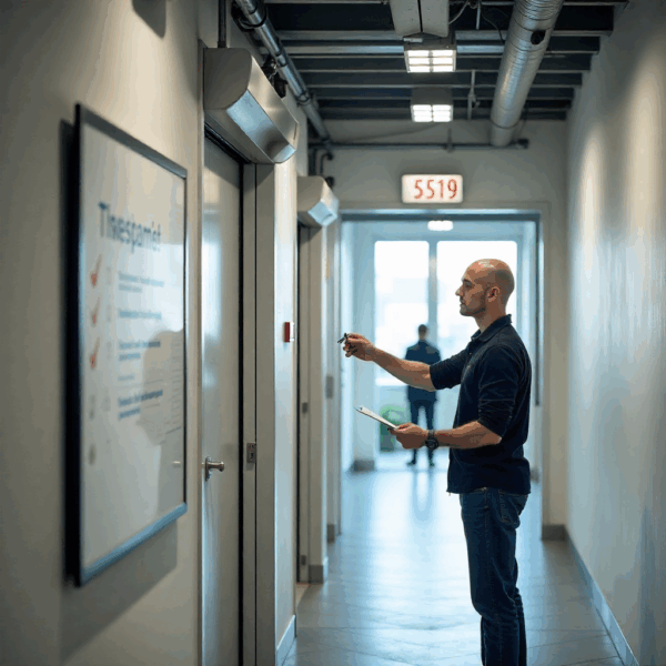 Routine cleaning of sensors on an Automatic Swing Door Opener.