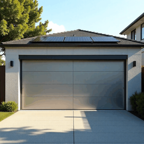 Sliding gate automation controlled remotely through a smartphone app, displaying a smart home interface with real-time open and close monitoring