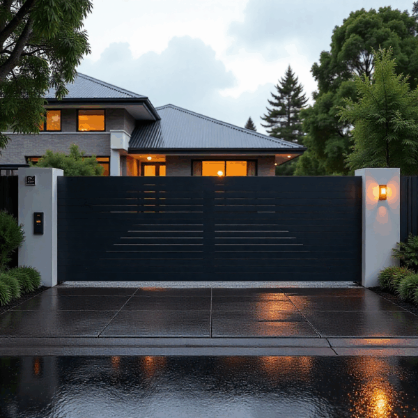 Close-up of top and bottom hinges prepared for Swing Gate Automation.