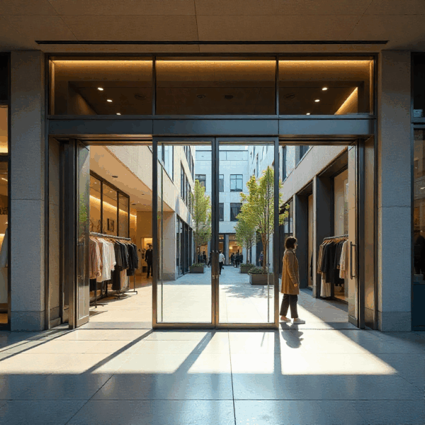 Eco-friendly automatic door system installed at sustainable shopping centre