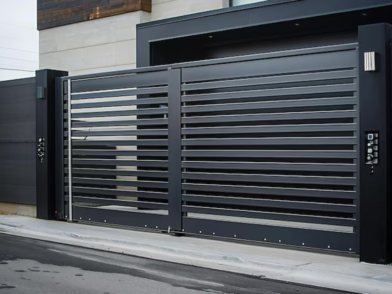 High-performance industrial sliding gate motor driving secure sliding gates for commercial and industrial facilities.