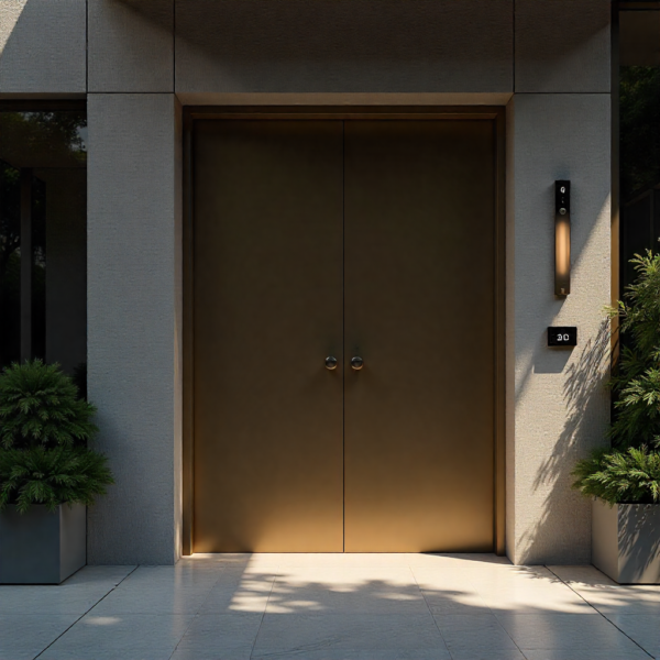 Professional access control systems installed at a corporate office entrance