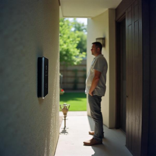 Akuvox 2-Wire IP Intercom Kit installed at a residential apartment building entrance