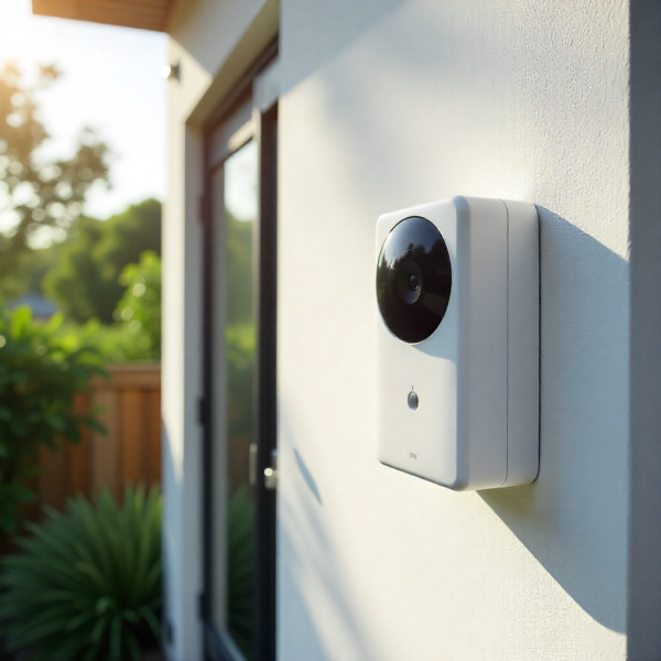 Vision Z-Wave Outdoor Siren visible on home exterior as a strong visual deterrent to intruders