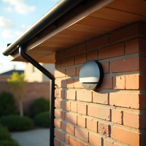 Vision Z-Wave Outdoor Siren mounted high on a home exterior wall for visible theft-resistant security