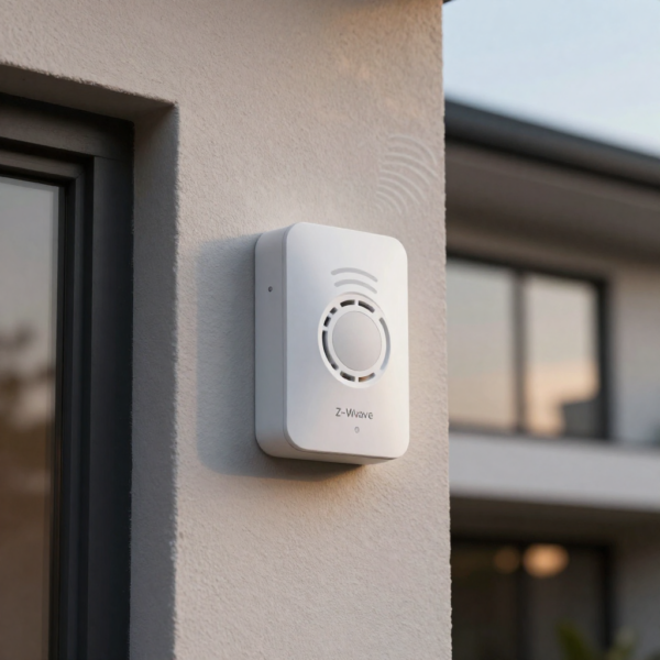 Vision Z-Wave Outdoor Siren showing weather-resistant design and signal connectivity