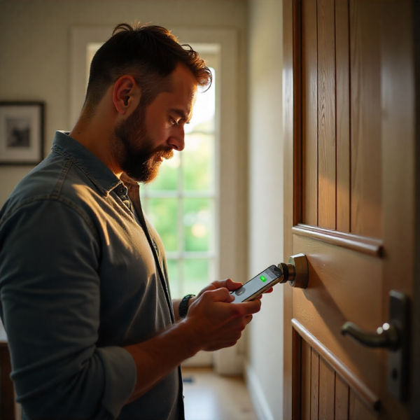 Smart lock displaying low battery indicator to alert homeowners before power runs out