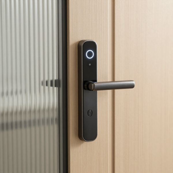 Family using a smart lock for secure and convenient access to their home