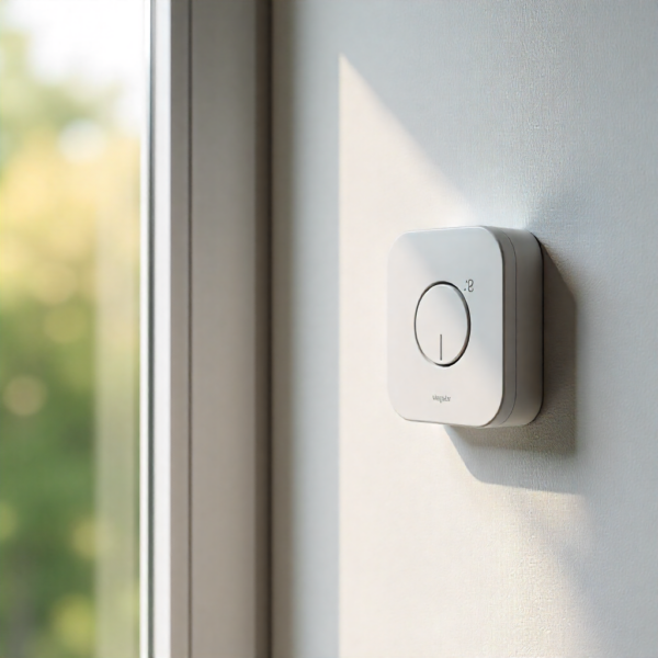 Smart Window Control System integrated with weather sensors in a modern residential home