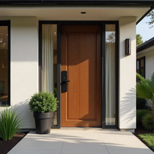 Access Control Systems keypad mounted at holiday home door