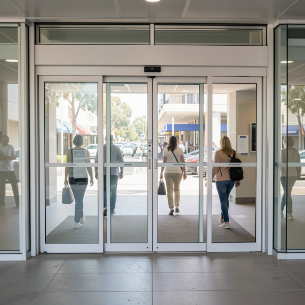 Automatic sliding door obstruction detection system in operation