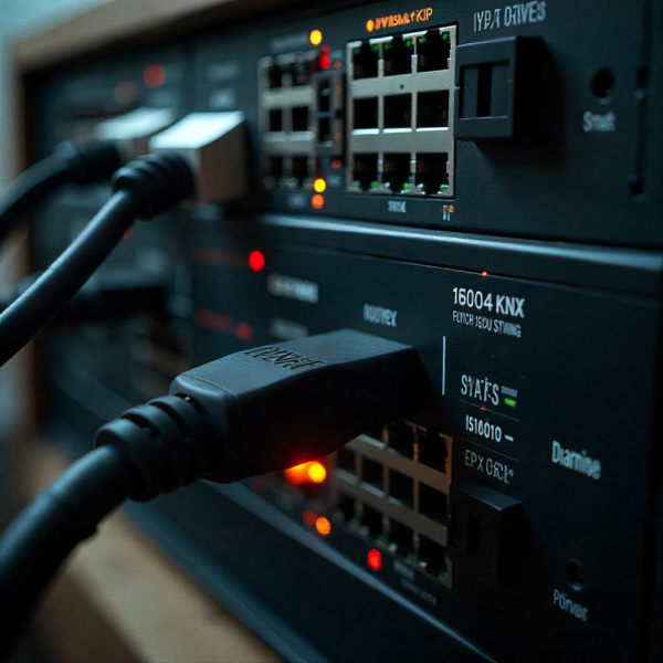 KNX System installed in smart home control cabinet