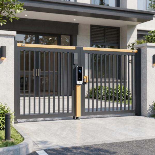 Safety sensors for gates stopping an automatic gate when a pedestrian enters the detection area.