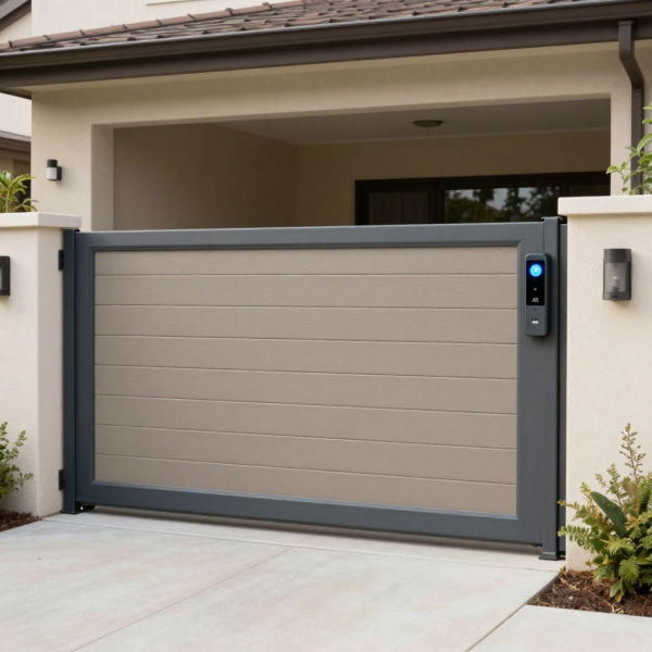 Fence line layout showing Sliding Gate Automation versus Cantilever Gate space requirements