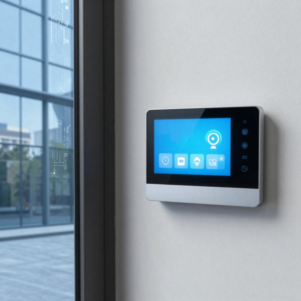 Automated windows operated by smart window control systems releasing smoke from a commercial building.