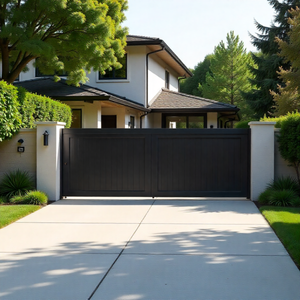 Swing gate automation opening and closing safely at driveway entrance