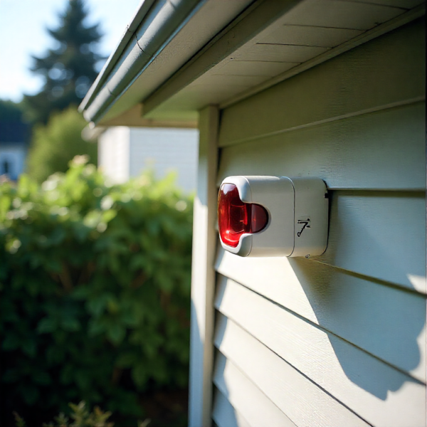 Vision Z-Wave Outdoor Siren installed discreetly on residential exterior wall