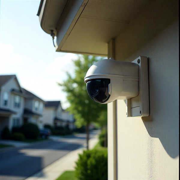 Vision Z-Wave Outdoor Siren mounted under eaves away from neighbouring houses