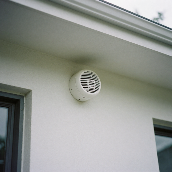 Vision Z-Wave Outdoor Siren dispersing sound across driveway area