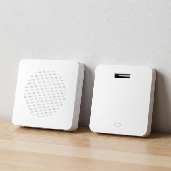 2-Wire IP Intercom Kit installed in a building control room with structured cabling