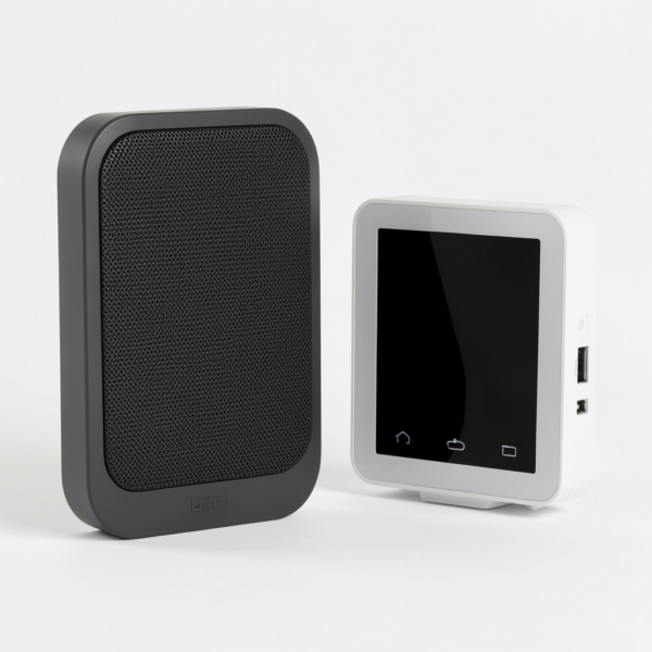 2-Wire IP Intercom Kit installed in an apartment building with central distributor and indoor monitors