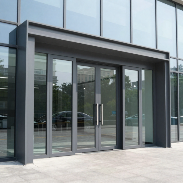Automatic sliding door in hospital corridor
