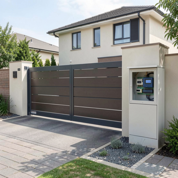 Sliding Gate Automation system installed at modern residential driveway