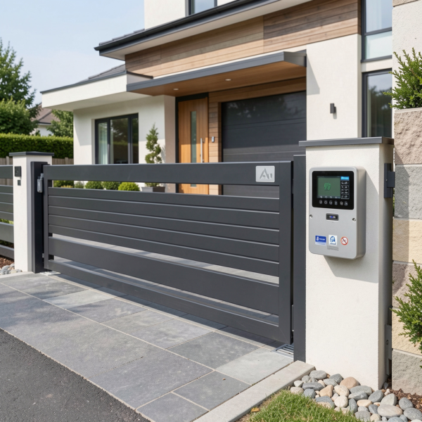 Smart home driveway with Sliding Gate Automation installed