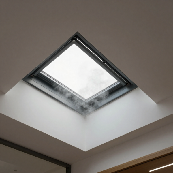 Automated smoke ventilation windows opening during fire