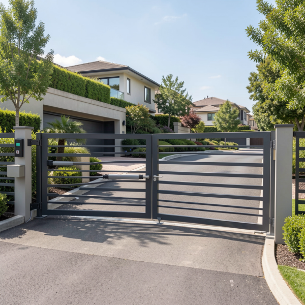 Swing gate automation safety photocells installed