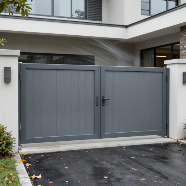 Modern driveway entrance equipped with Swing Gate Automation