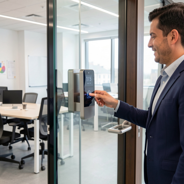 Smart lock controlling access to shared office and meeting rooms