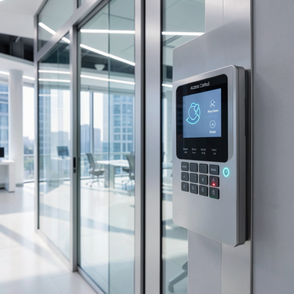 Digital dashboard of Access Control Systems monitoring building security, doors, and user permissions in a mixed-use complex.