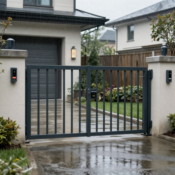 Outdoor gate safety sensor with water-resistant design and protection.