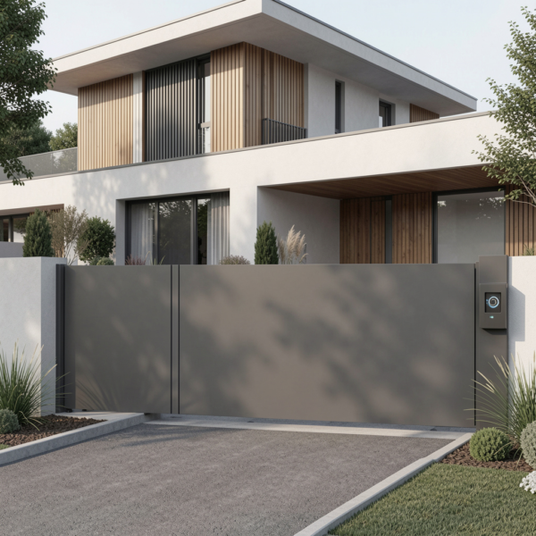 Sliding gate automation system installed at residential driveway entrance.