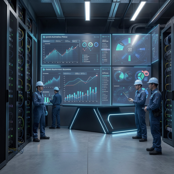 Smart automation solutions platform analyzing operational data with advanced analytics dashboard.