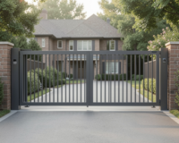 Modern swing gate automation improving security and access control.