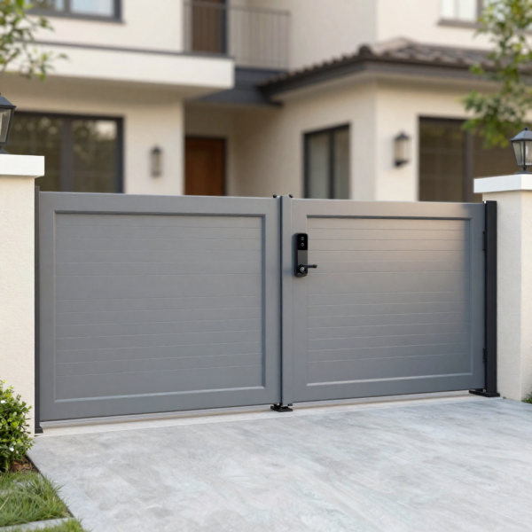 Automated swing gate system with advanced safety and control features.