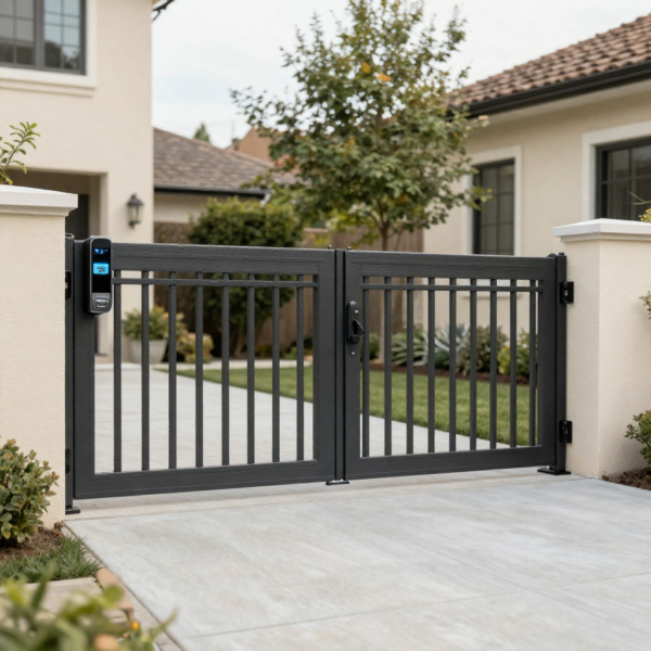 Smart swing gate integrated with access control and automation system.