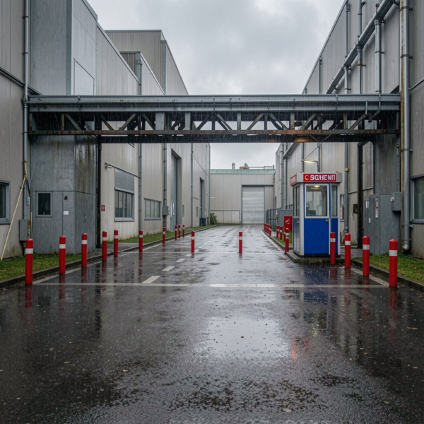 Vision Z-Wave Outdoor Siren monitoring factory perimeter with smart alarm system