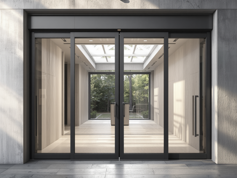 Industrial automatic sliding door with moisture-resistant design