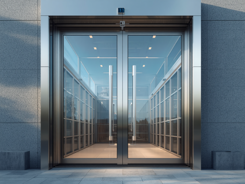 Automatic sliding door system with moisture-resistant materials