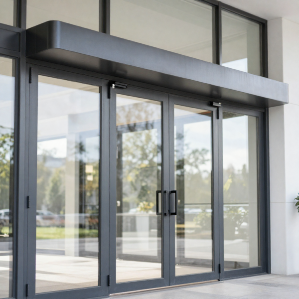 Safety sensors preventing door collision in swing door system