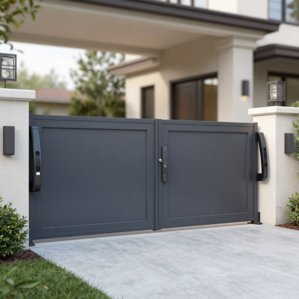 Low-noise swing gate system operating in peaceful environment