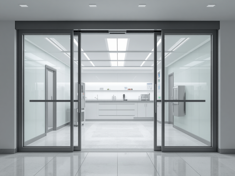 Automatic sliding door kit installation clinic entrance