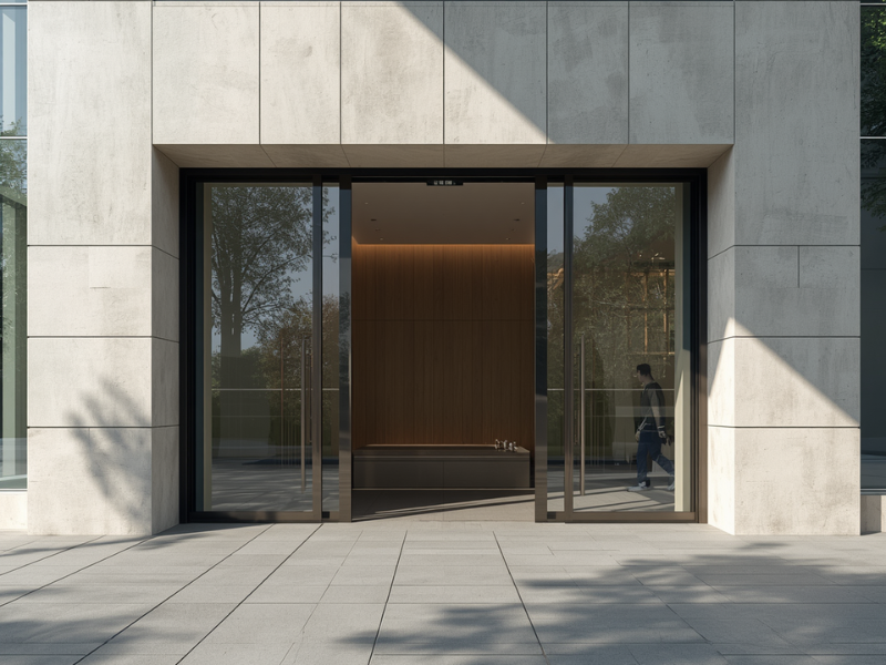 Automatic door operator system for heavy use commercial entrance