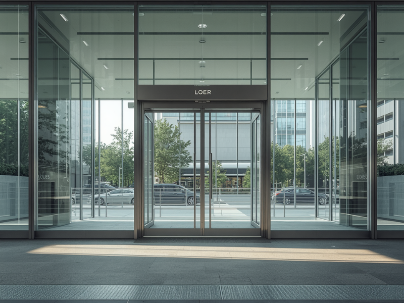 Automatic door operator for commercial sliding glass doors entrance
