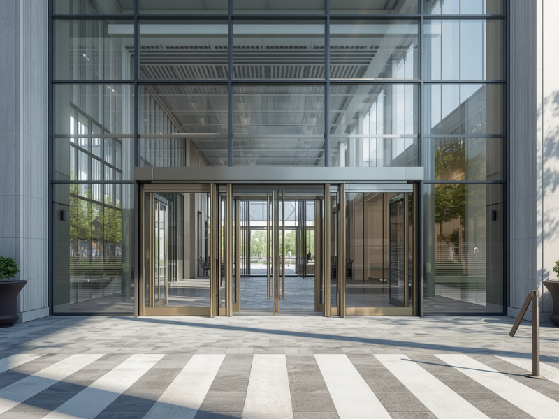 Automatic sliding door operator for commercial glass entry doors