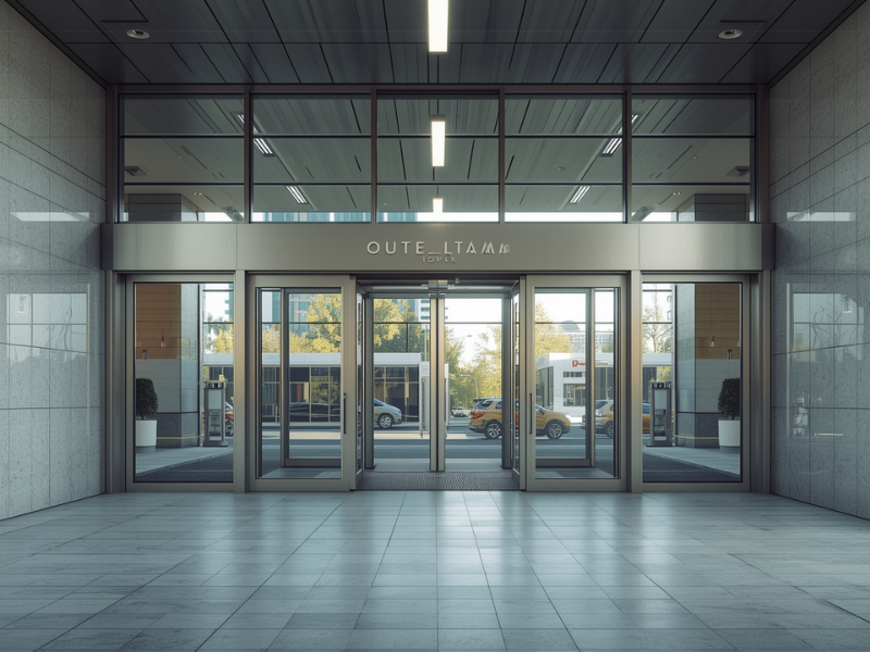 Commercial sliding door operator system for modern business entrance